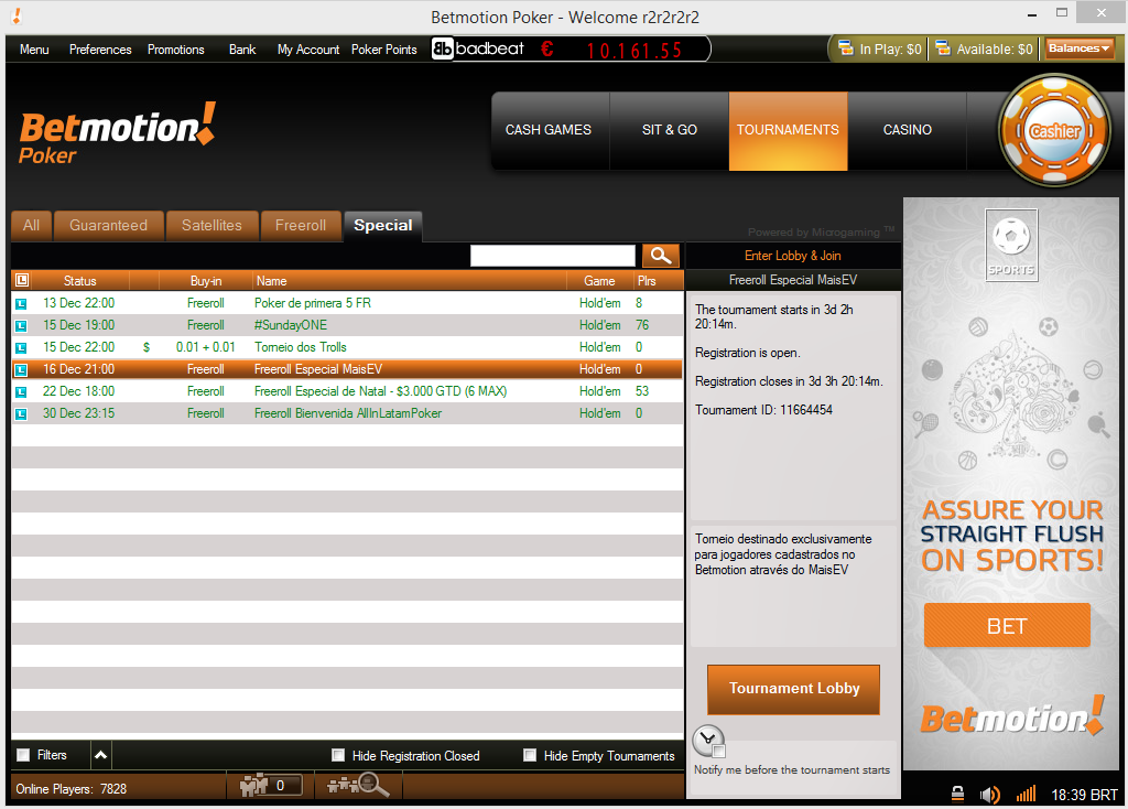 freeroll betmotion