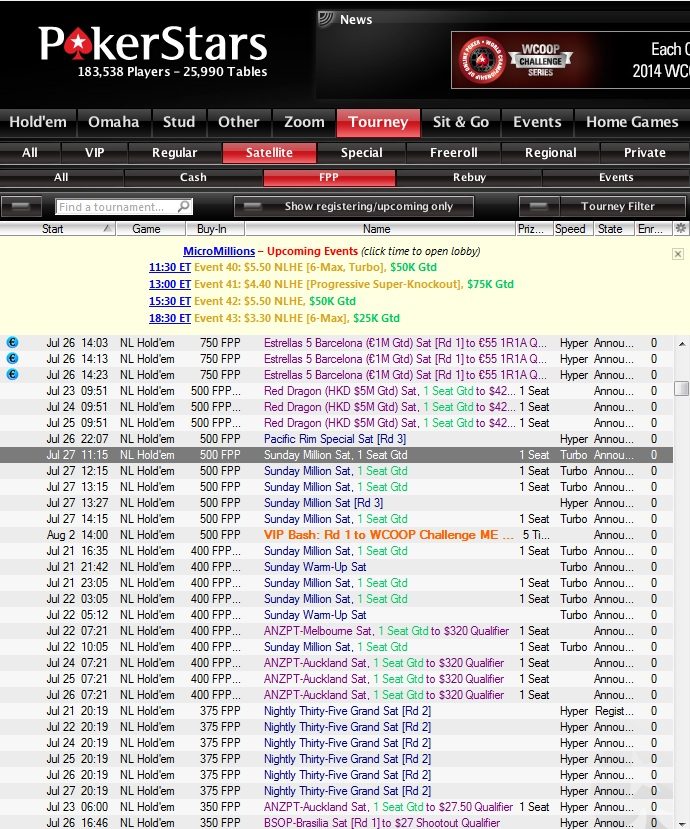 PokerStars FPP Satelites