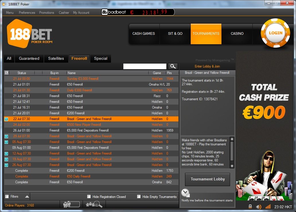 freeroll 188bet