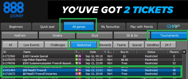 888poker freerolls setembro