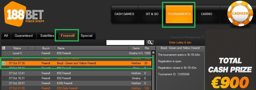 188Bet Freeroll 7 out