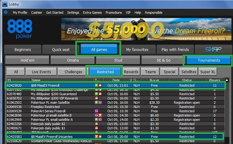 888poker freeroll 7 out