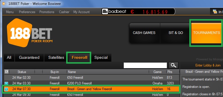 freeroll 23 mar 188bet