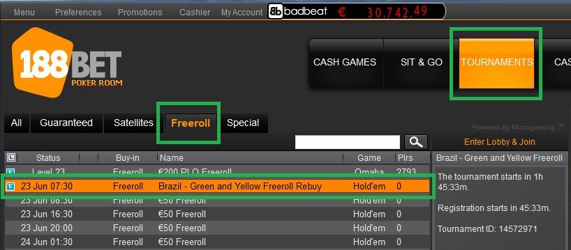 22 jun 188bet freeroll