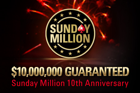 Sunday Million de 10º Aniversário Terá $10 Milhões Garantidos e Reentradas