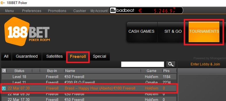 freeroll 188bet