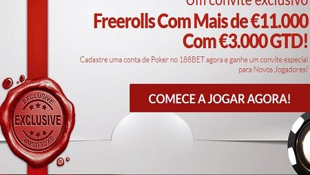 188BET Reserva €11.000 Em Freerolls aos Novos Jogadores
