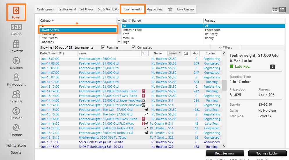 lobby powerseries partypoker