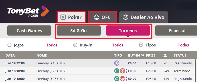 lobby tonybet freerolls