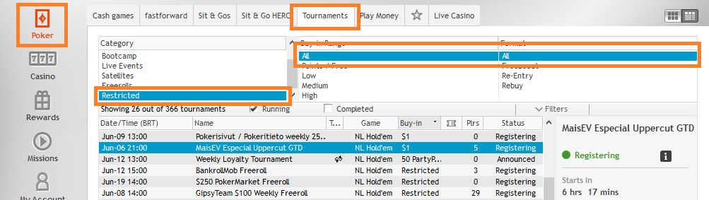 partypoker uppercout maisev lobby
