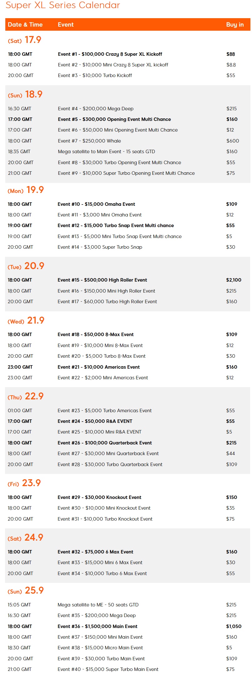calendario super xl series