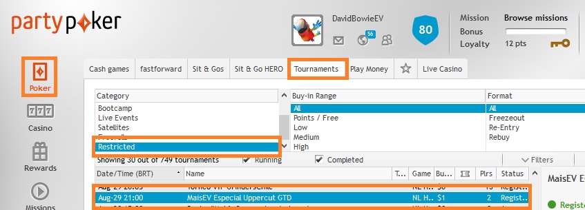 lobby partypoker 29 ago
