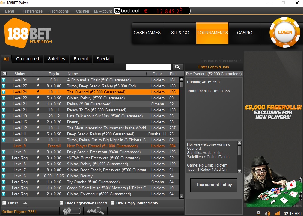 lobby torneios 188bet