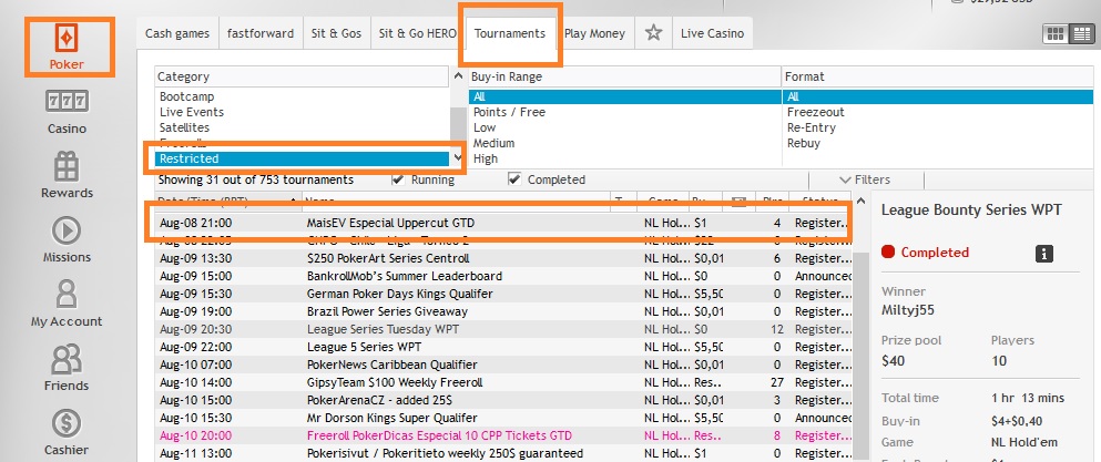 partypoker especial 8 ago