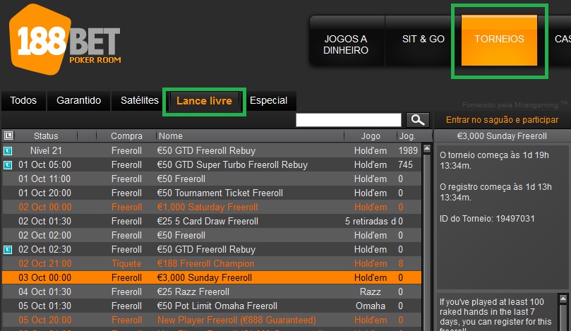 188bet freeroll lobby