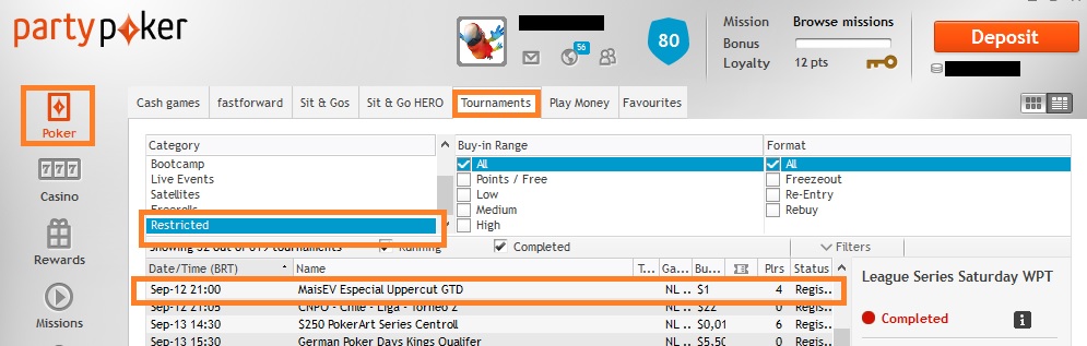 LOBBY PARTYPOKER 12 SET