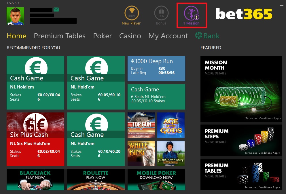 lobby bet365 missoes