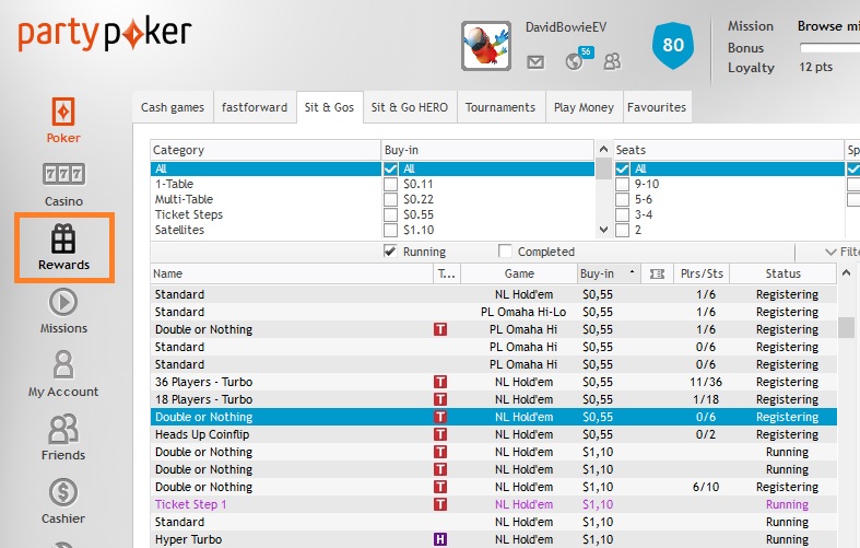 partypoker lobby rewards