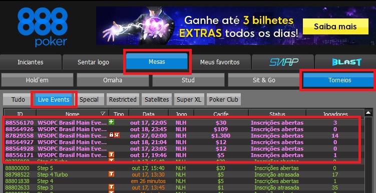 satelite 17 18 888poker wsop brasil