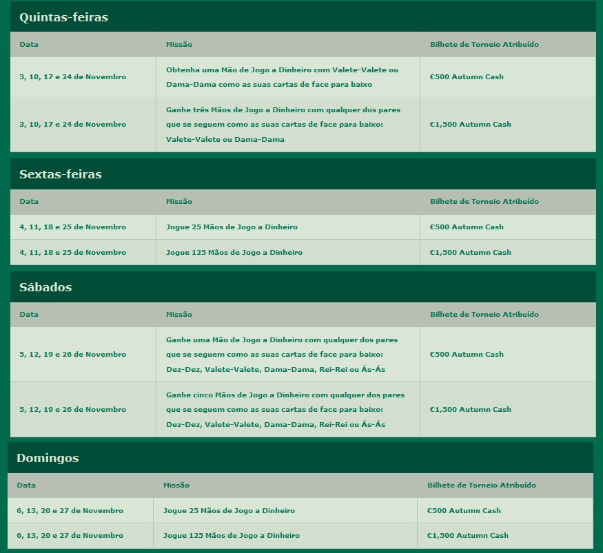 missões outono bet 365
