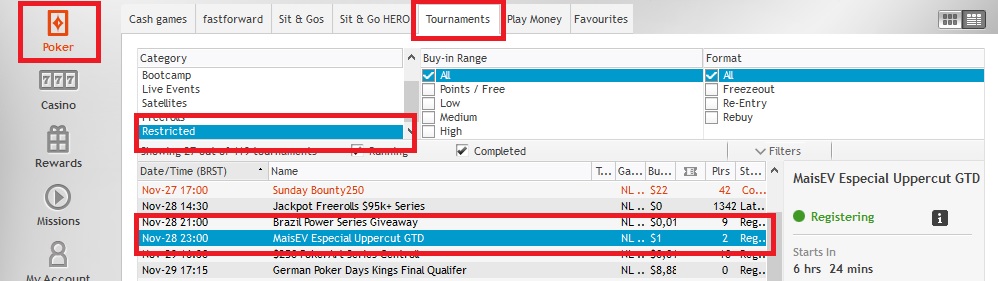 partypoker lobby 28 nov