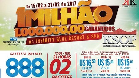Satélite no 888poker Tem Dois Pacotes Para o KSOP R$ 1 Milhão Garantido Nesta Terça-Feira