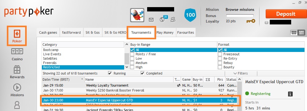 lobby partypoker 30 jan