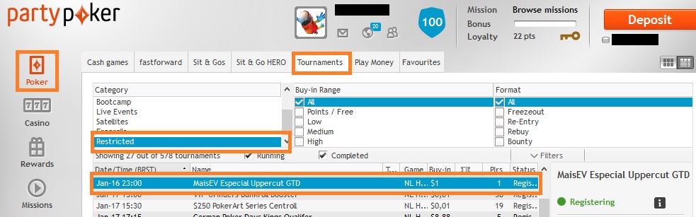 partypoker lobby 16 jan
