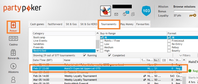 lobby partypoker 27 fev