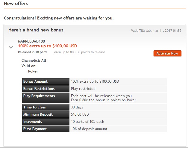 bônus reload partypoker