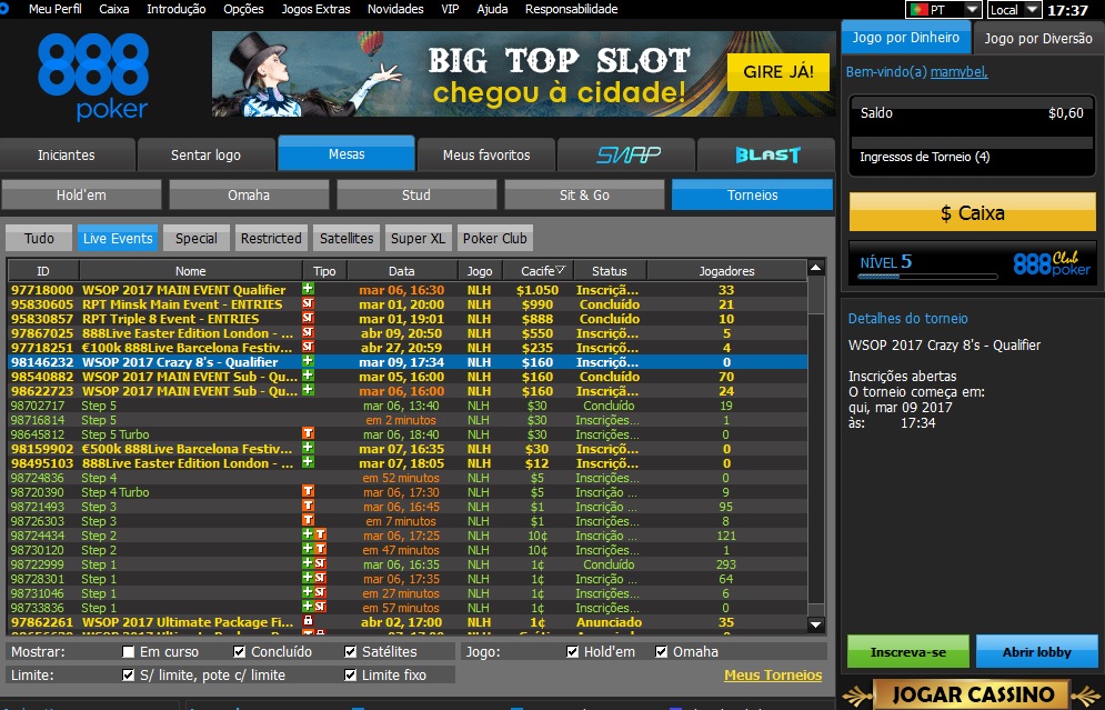 lobby 888poker wsop