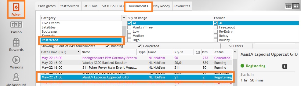 lobby partypoker 22 maio