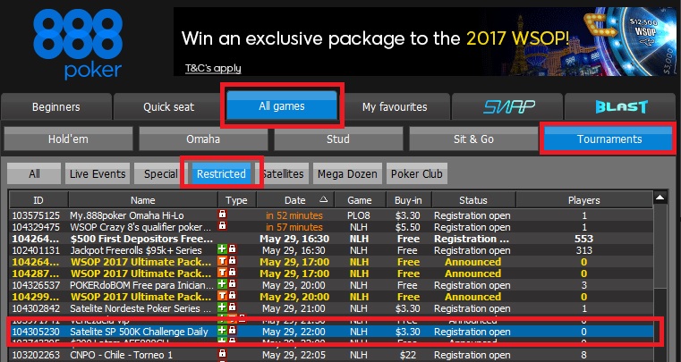 lobby sp challenge 500k
