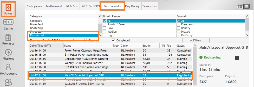 lobby partypoker 17 jul