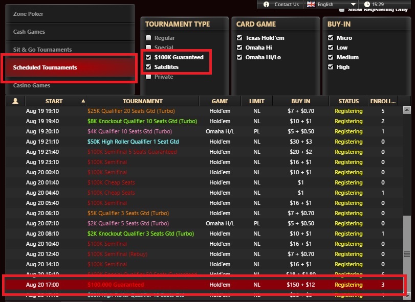 lobby bodog 100K GTD