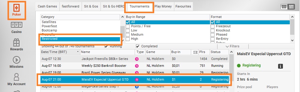lobby satelite partypoker 7 agosto