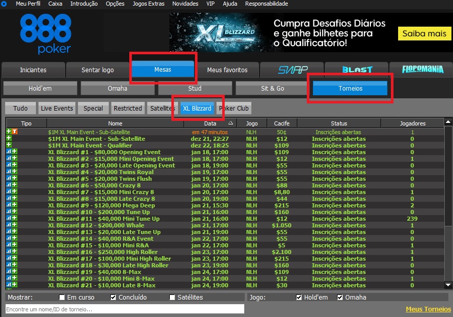 xl blizzard 888poker lobby