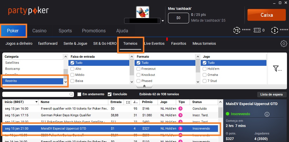 lobby partypoker 15 jan