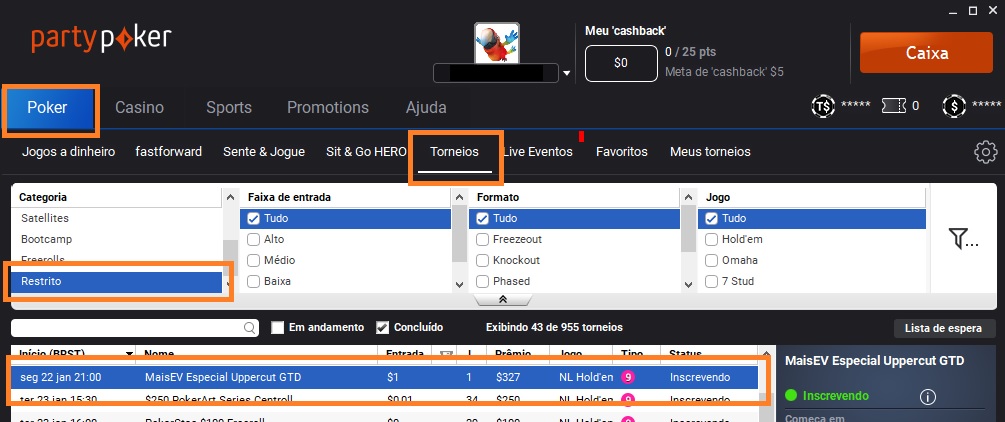 lobby partypoker 22 jan