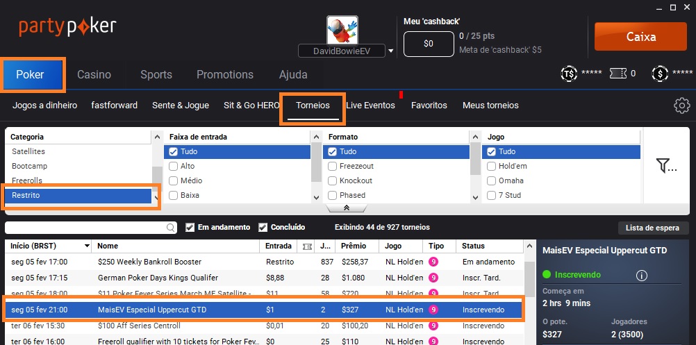 lobby partypoker 5 fev