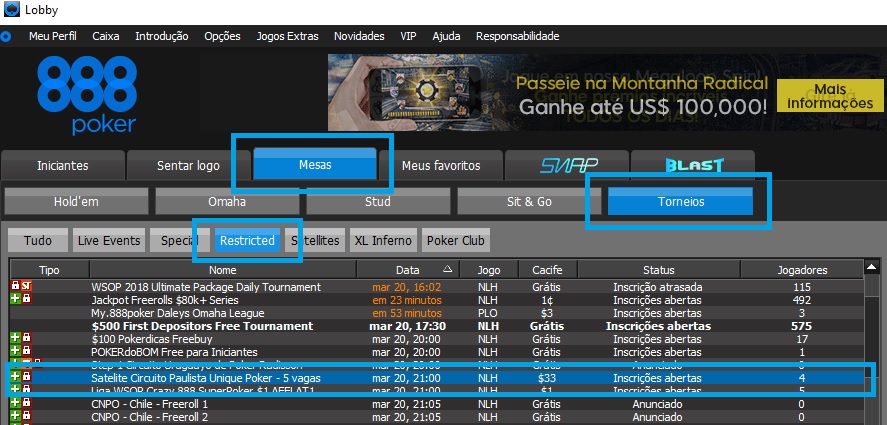 circuito paulista play boutique 888poker lobby
