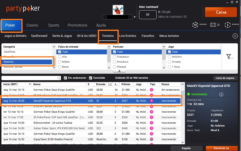lobby partypoker 12 mar