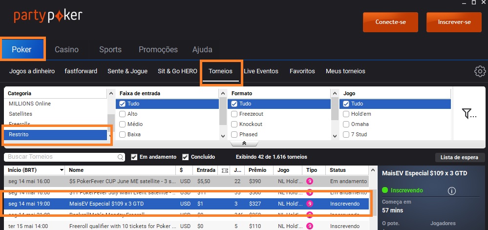 lobby partypoker 14 maio