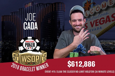 Com Três Eliminações em Três Mãos Seguidas, Joe Cada é Campeão do The Closer