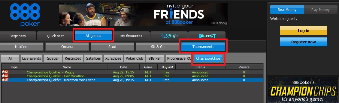 lobby championchips 888poker