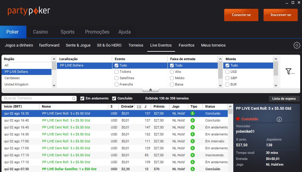 lobby wsop brazil rio pp live dollars