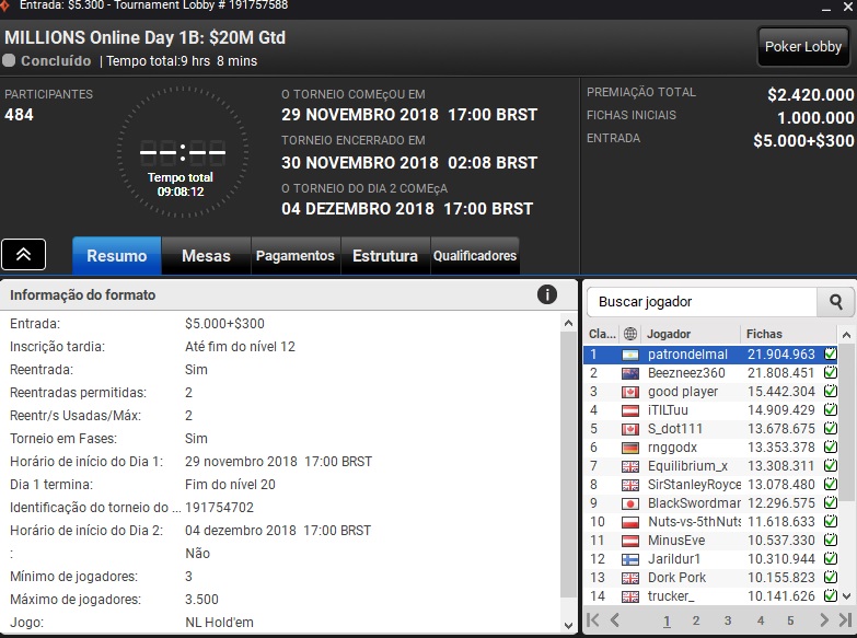 lobby millions online dia 1b