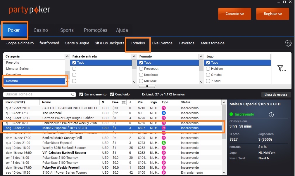 lobby partypoker 10 dez
