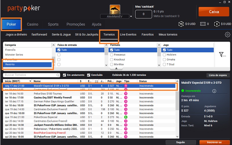 lobby partypoker 17 dez