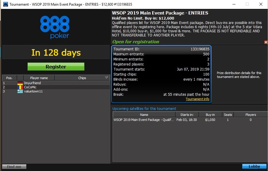 lobby classificados wsop 888poker 30 jan